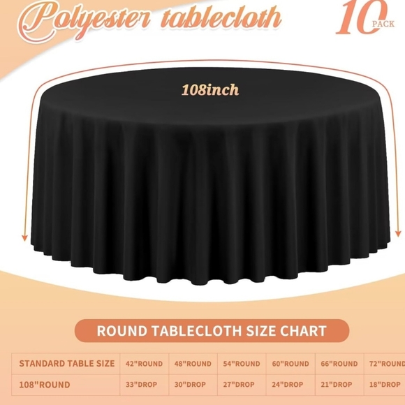 Black Polyester Tablecloth - 10 Pack - Picture 1 of 1